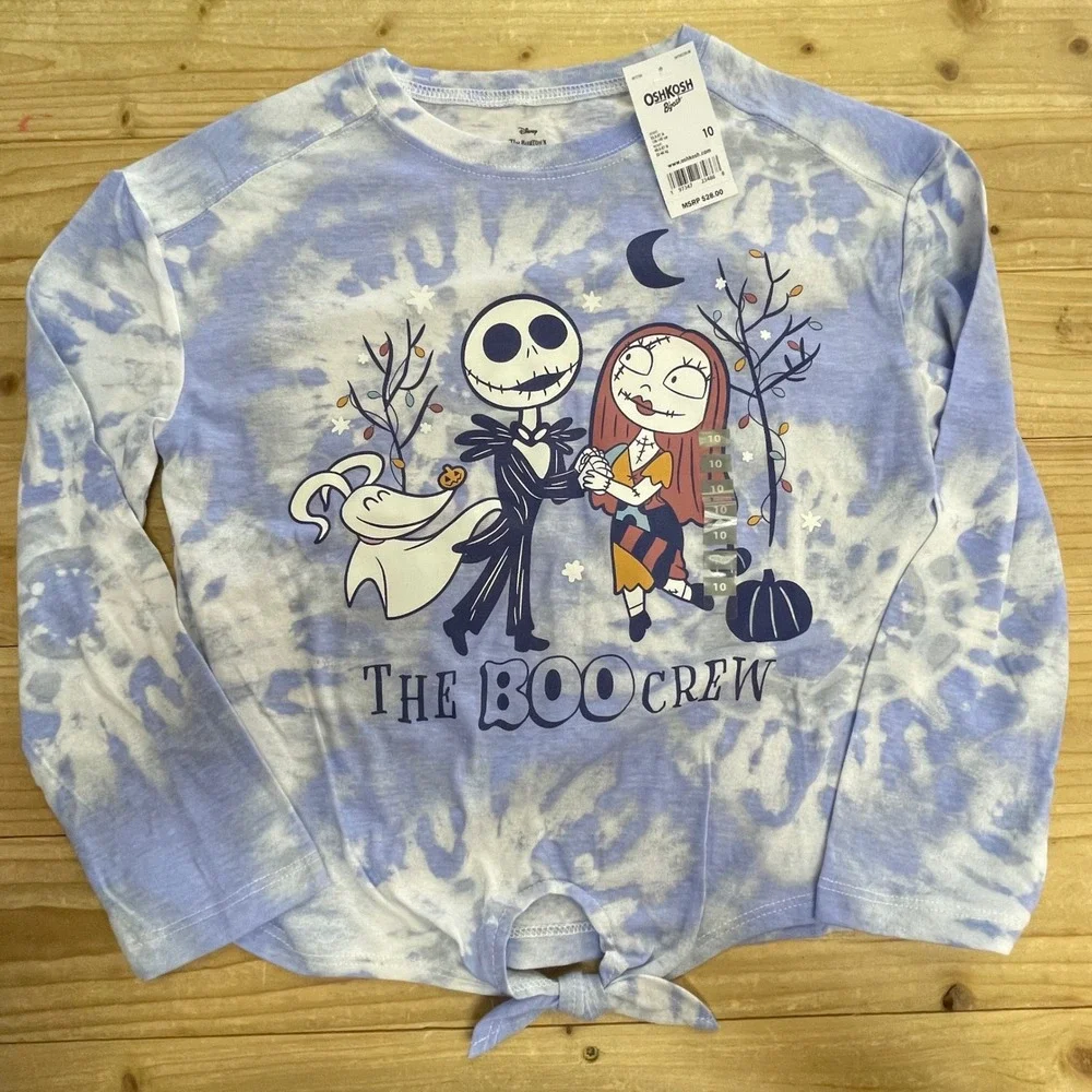 OshKosh‎ B'Gosh Disney Nightmare Before Christmas Tie Front Top Kid Size 10